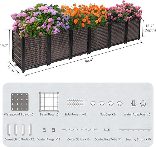 Miniatura 5 de Macetas Grandes para Plantas de Exterior - Profundizadas 20" de Altura, Camas Elevadas para Jardinería con Autoriego, Caja de Plantación Elevada con