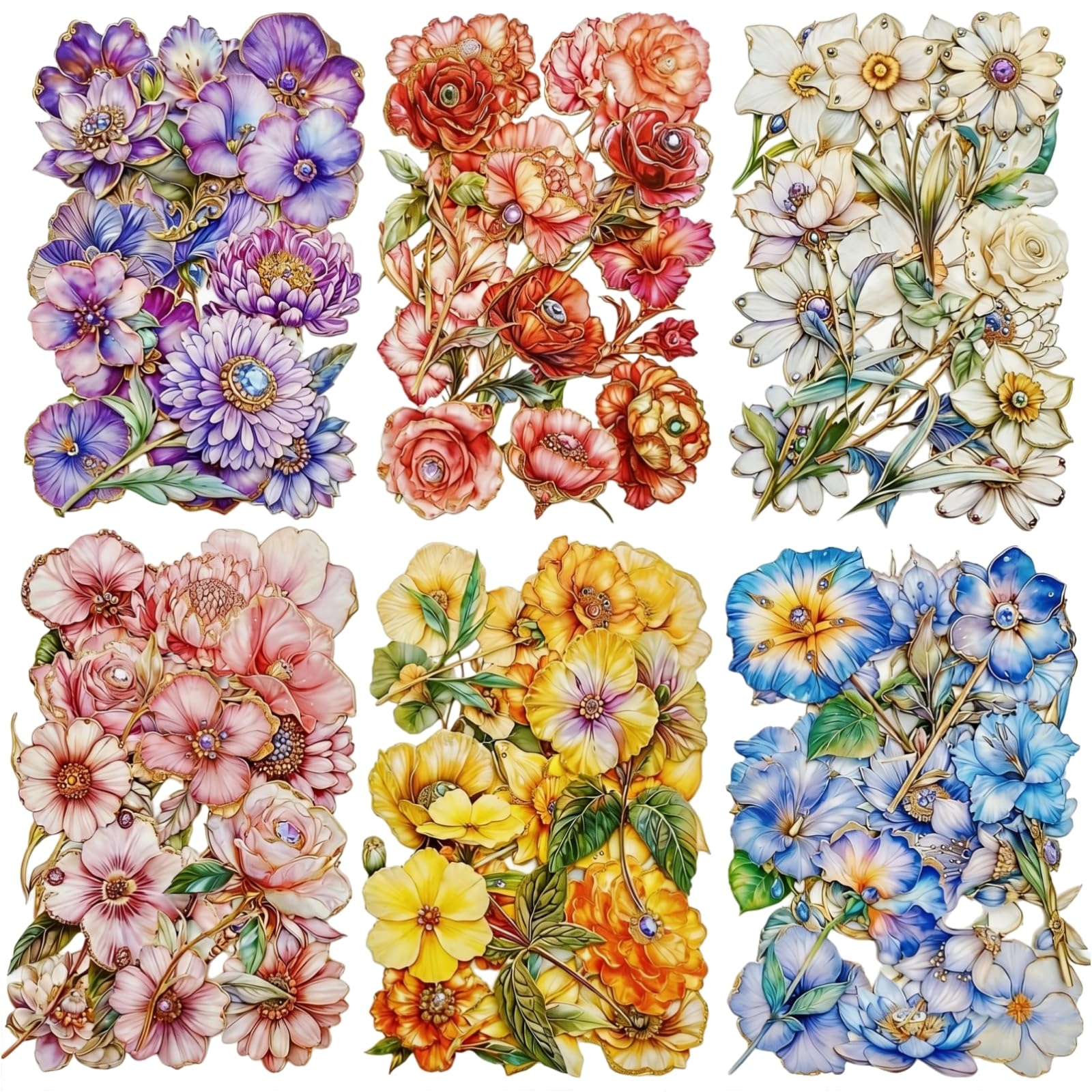 TIAMECH Flower Shadow Dream Velvet Flower Sea Petals Paper Stickers