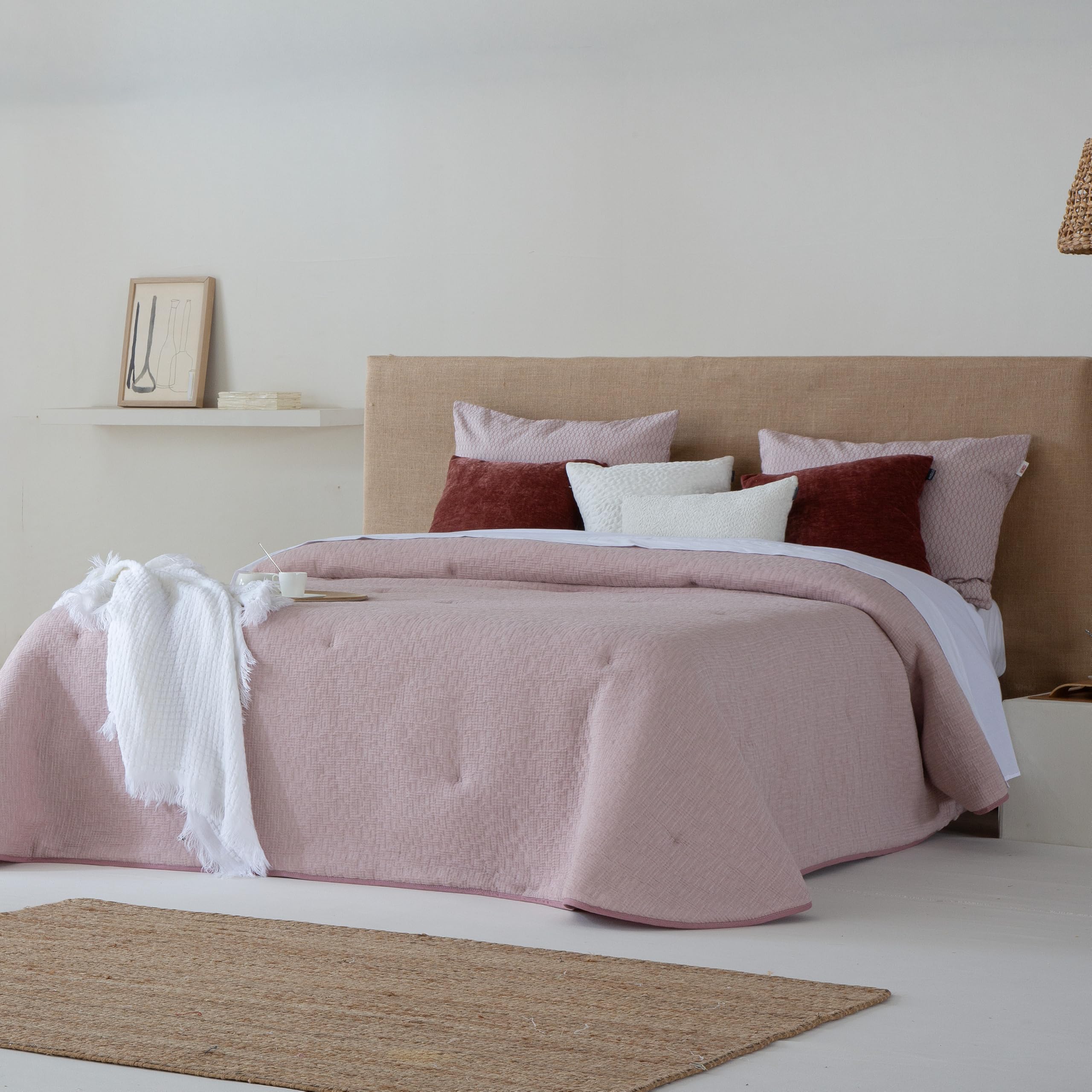 Henko – Edredones Nórdicos y Conforters | Edredón Nórdico Naelis Rosa | Cama 90 cm | Acolchados Decorativos de Invierno | Suave y de Fácil Lavado