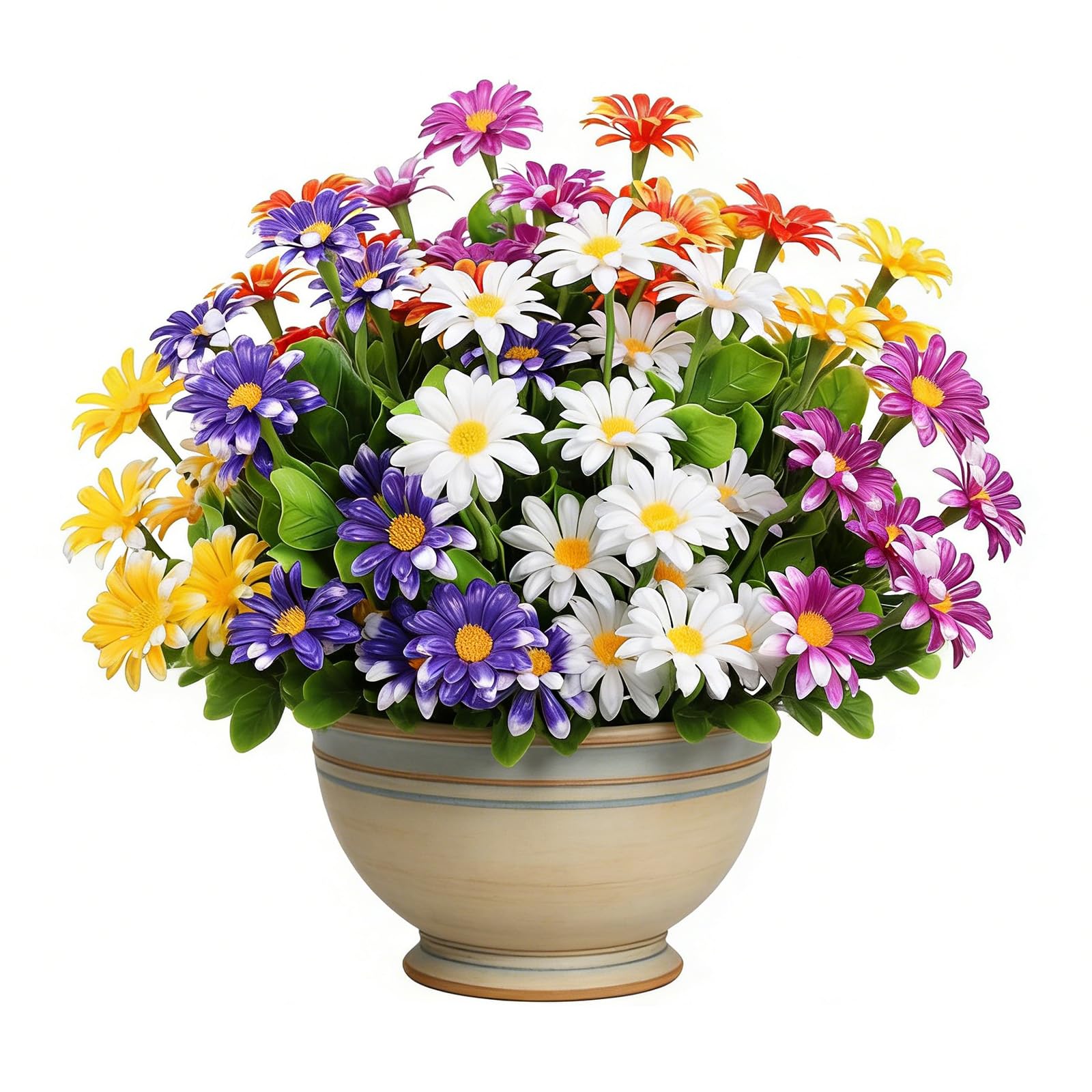 HUANYO Artificial Flowers, 5 Stems Fake Flowers for Home Decor, Garden, Balcony, Graveyard, UV Resistant Plastic Flowers Decor