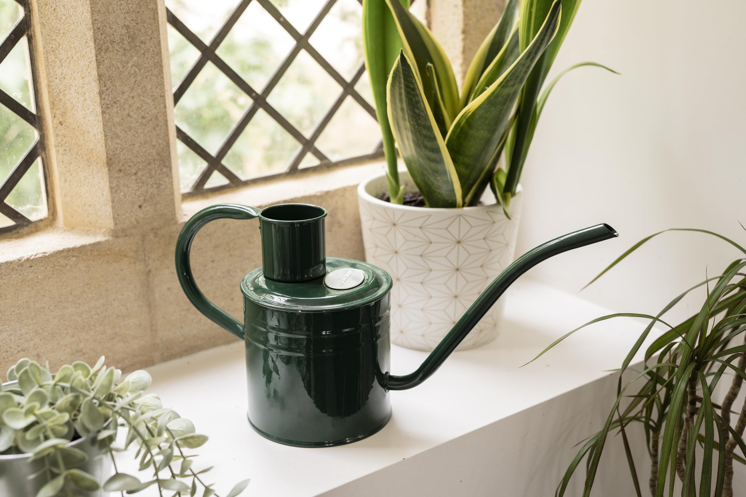 Kent & Stowe Annaffiatoio da 2 l, per interni ed esterni, colore verde foresta, resistente alla ruggine, con manico e beccuccio lungo, attrezzi da giardino classici per tutto l'anno in acciaio