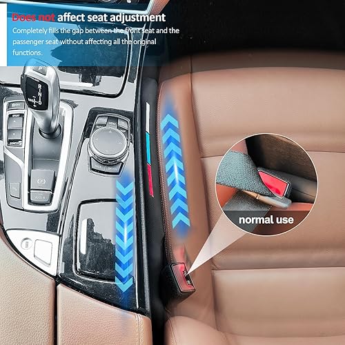 Miniatura 5 de Nosxxus Espaciador de cuero de estilo deportivo para asiento de automóvil, espaciador, enchufe universal para llenado de espacio de asiento,