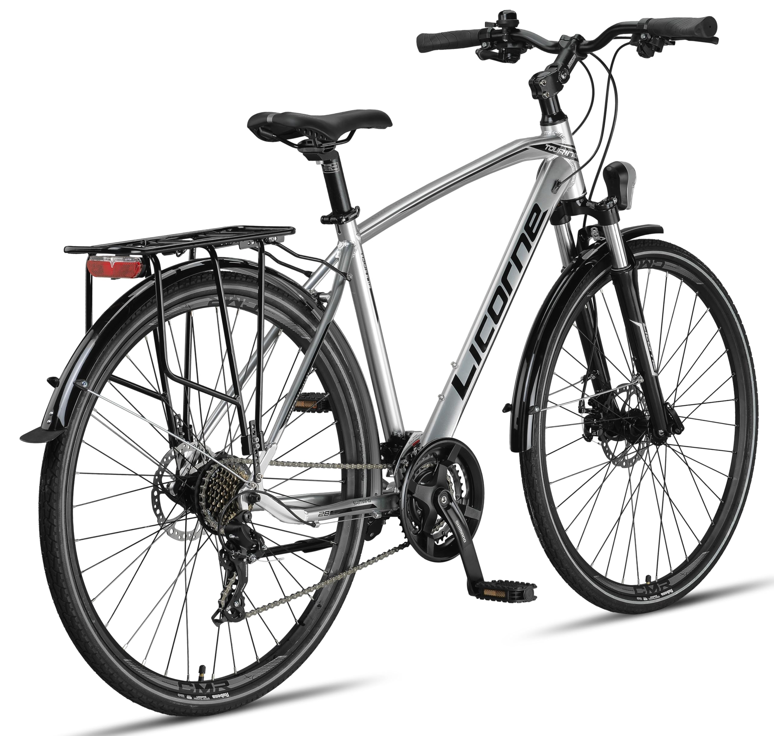 Licorne Bike Vélo de trekking 28 pouces, avec frein à disque en aluminium, 21 vitesses - VTT - Vélo cross(pour homme, argenté)