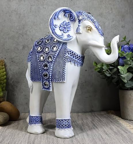 Miniatura 7 de Ebros Feng Shui Ming Style - Figura decorativa azul y blanca con cristales, tronco, estatua de elefante de 8.75 pulgadas de alto, Vastu 3D, símbolo
