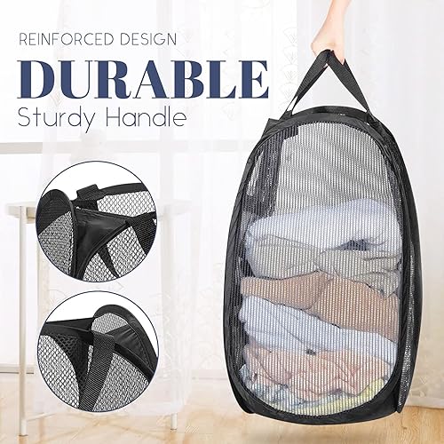 Miniatura 2 de Cestos de lavandería desplegables, cesta desplegable de malla, cesta plegable y ligera para lavar ropa duradera para dormitorio, hogar, viajes,