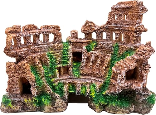 Vista 35 de M2cbridge Antiguas ruinas de columna romana castillo europeo decoraciones acuario pecera escondite rocas (columna romana redonda)