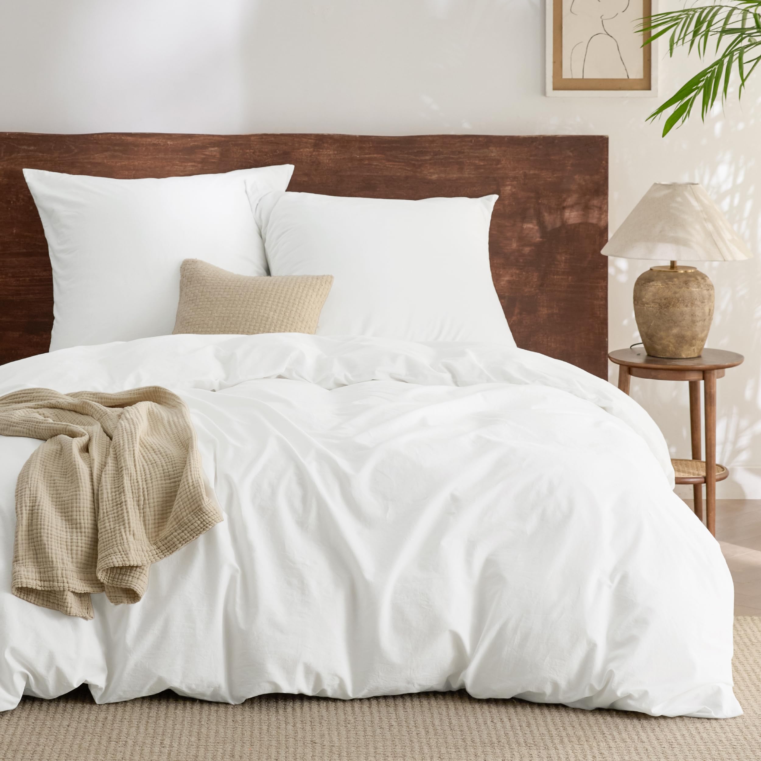 BEDSURE Bettwäsche Gewaschene Baumwolle Bettbezug - Bettwäsche-Sets mit 2 Kissenbezüge 80x80 cm, Ähnliche Textur wie Washed Leinen, Oeko-TEX Bedding mit Reißverschluss