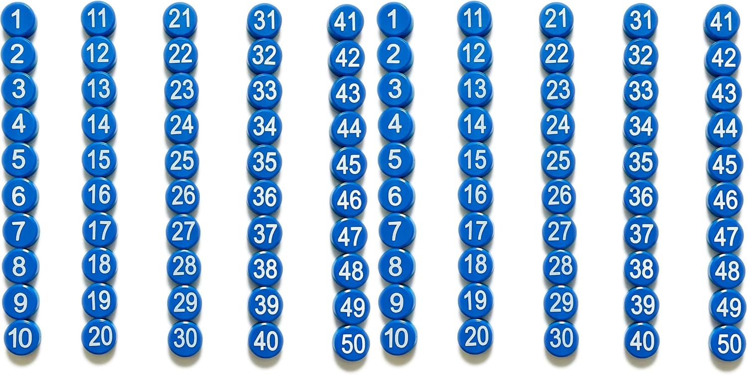1-50 Magnetic Numbers, Magnets with Number for Dry Erase Boards, Round Number Refrigerator Magnets for Whiteboard in Home and Office (0.8" Diameter, Black)