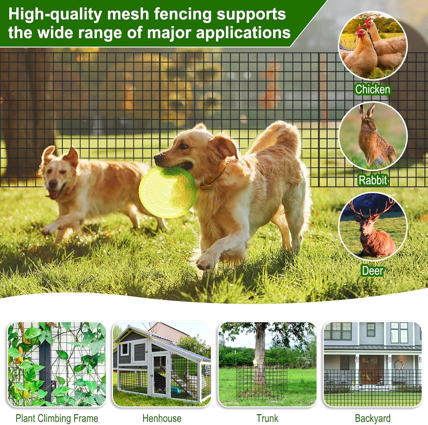 24 in x 49 Ft Welded Wire Fence Black PVC Coated Wire Mesh 2 x 3 in 14GA Garden Fence for Dog Border Fencing Roll Outdoor Animal Barrier Fence with U-Shape Hooks for Yard Plant Vegetable Protection