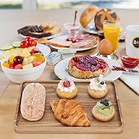 Vista 4 de 2 PCS 16 x 12 in Large Solid Acacia Wood Serving Trays Rectangular Wooden Serving Platters Natural Wooden Boards for Bar Coffee Party（Wood Log Color）