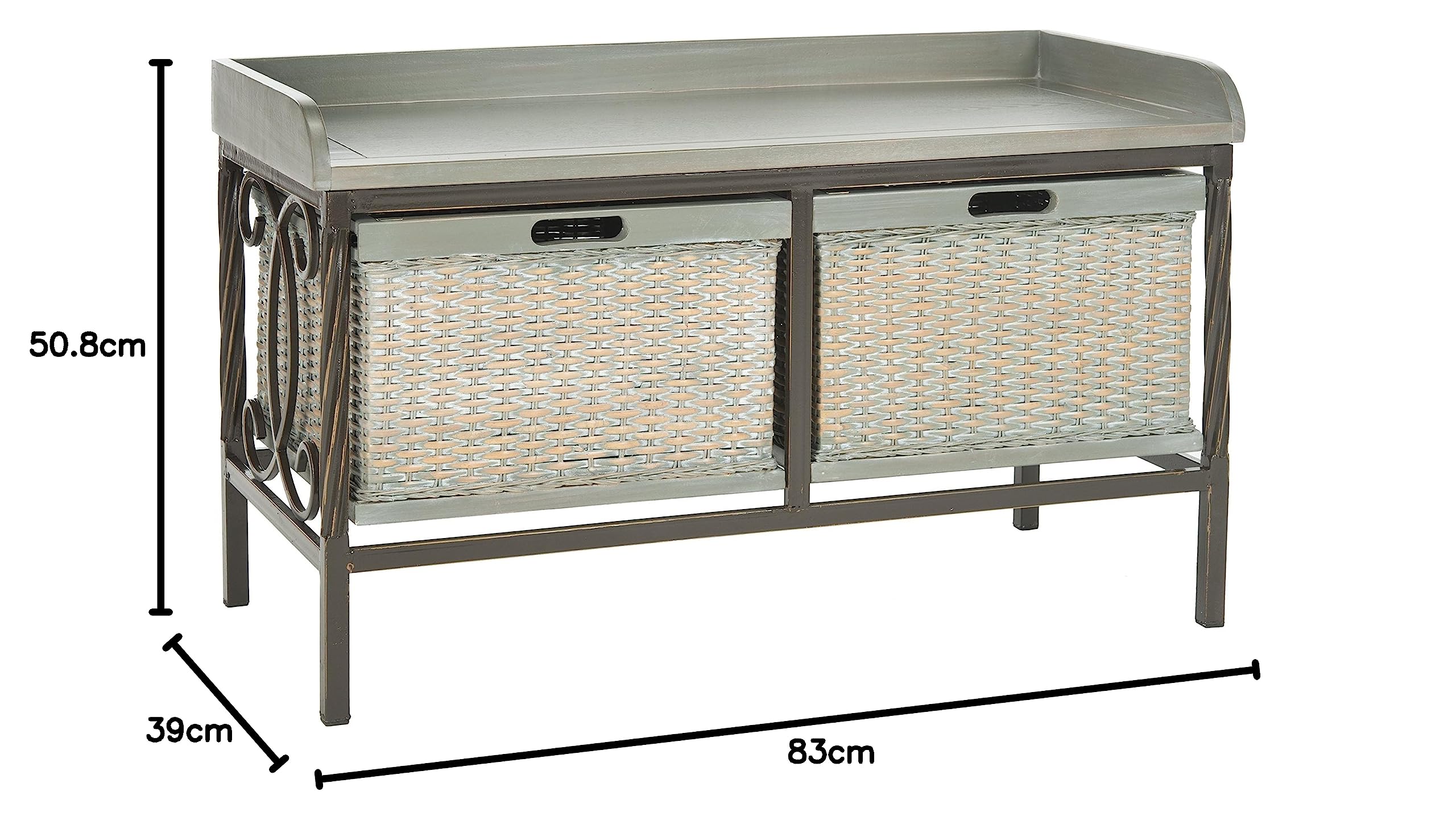 Safavieh Rustic Indoor Bench in Antique Pewter and French Grey, 40 X 85 X 50