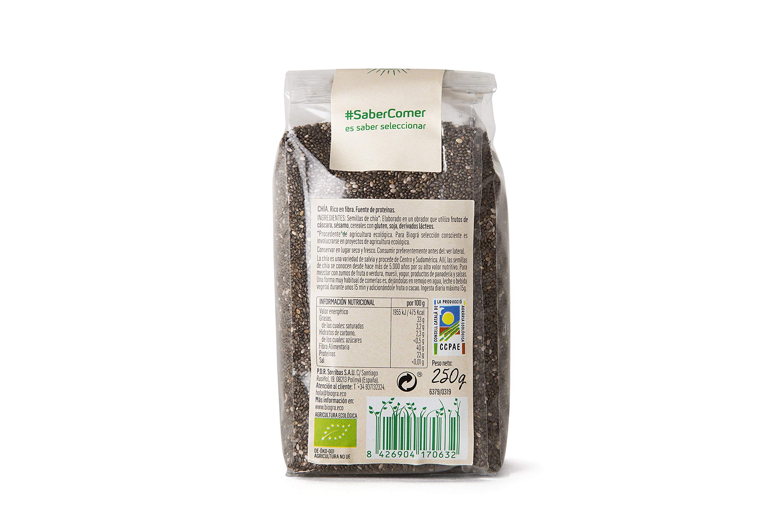 Semillas de Chía Crudas Naturales 250g BIOGRÁ