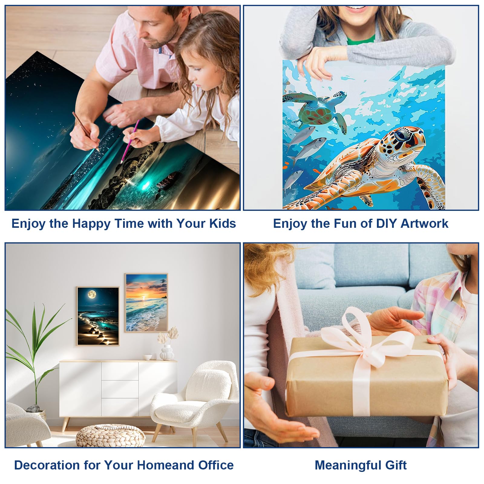 Sanjee Sea Turtle Diamond Painting Kit - 12x16 Inch 5D Full Drill DIY Art For Adults & Beginners