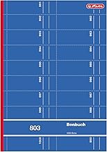 Herlitz 892612 Bonbuch 803, A4, rosa, blau, gelb, grün oder rot, 2x50 Blatt, 1000 Bons farbig sortiert