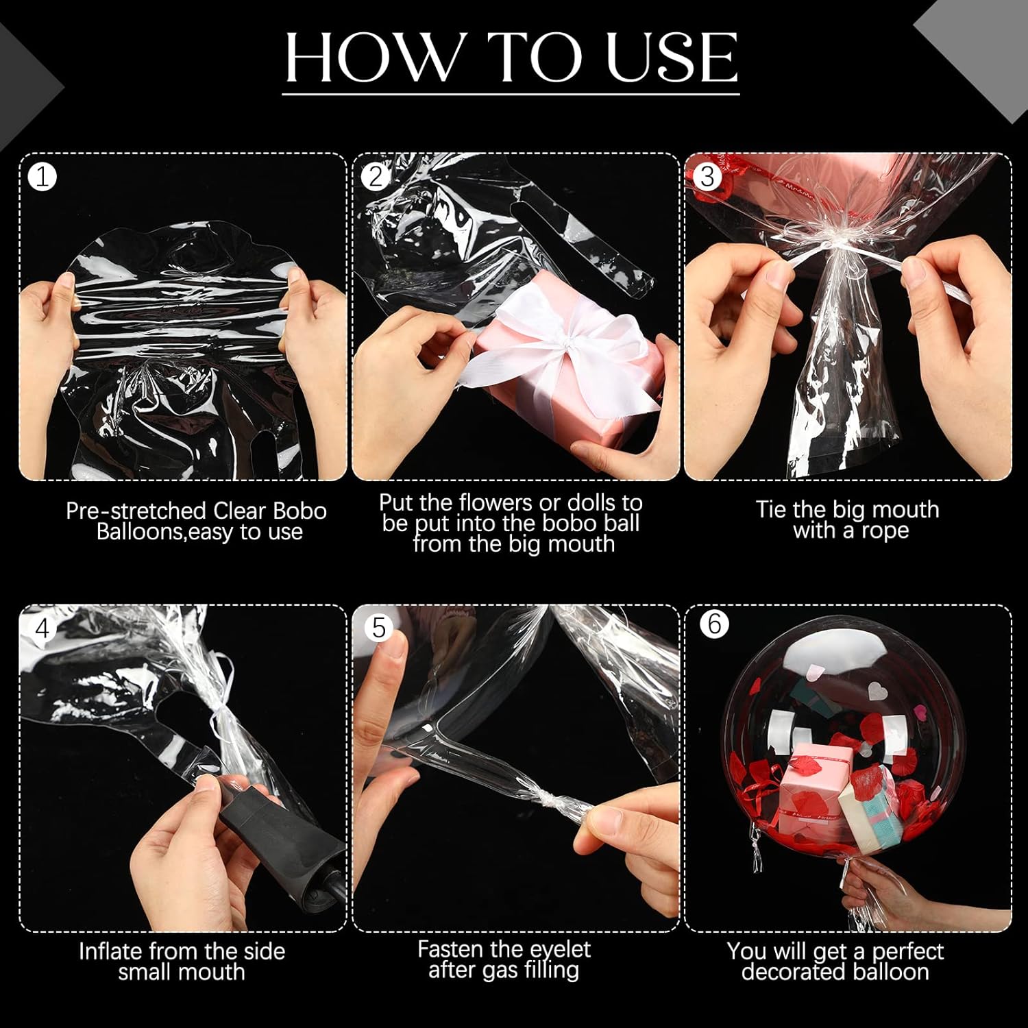 40 Pack Wedding Large Clear Stuffing Balloons Pre Stretched Wide Mouth Bobo Balloons, Fillable for Wedding, Bridal Shower, Mother's Day, Birthday(24 Inch Inflated)