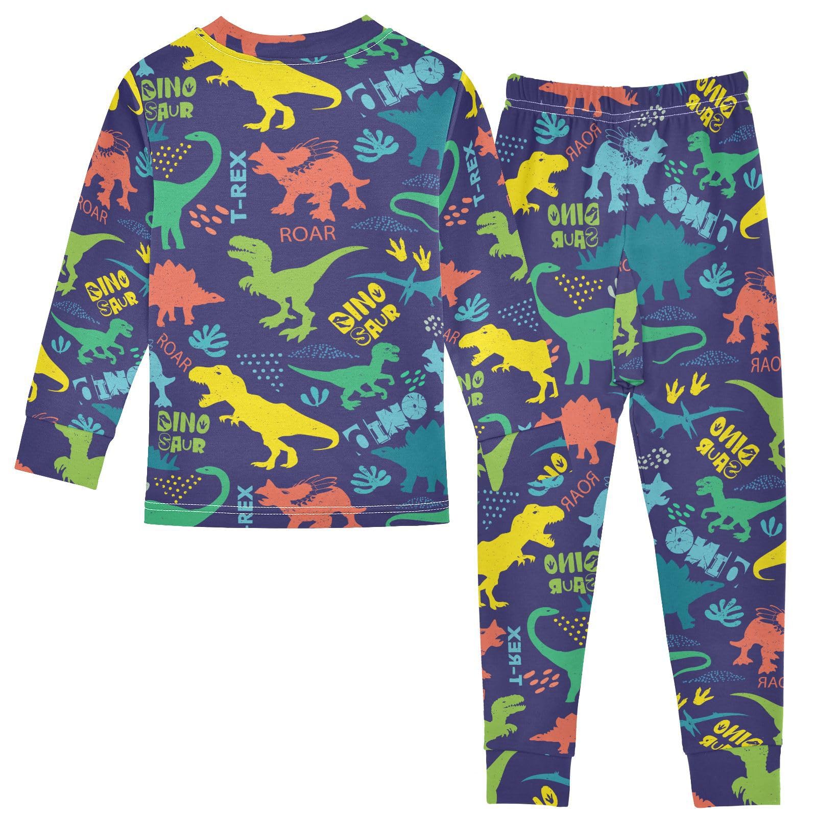 JHKKU Dinosaurs Pajamas Set Cotton 2 Piece Soft Comfy Pjs Long Sleeve Lounge Sleepwear 4T