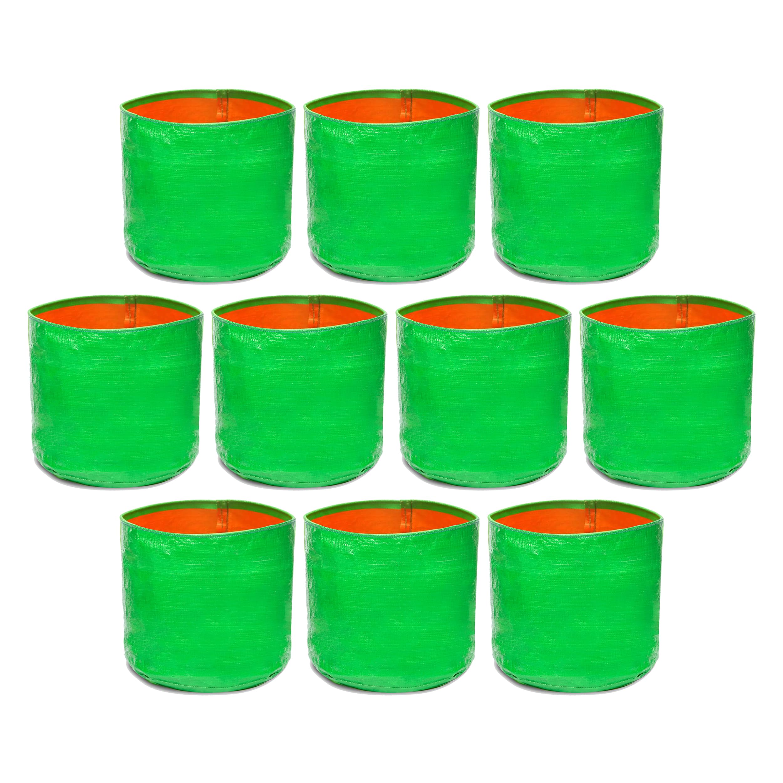 DECCAN BLOOMS™ Plant Grow Bags 12×12 Inches - (Pack of 10), Durable Bags, for Indoor, Outdoor and Terrace Gardening, Leafy Vegetable Green Grow Bag (Green, Orange)