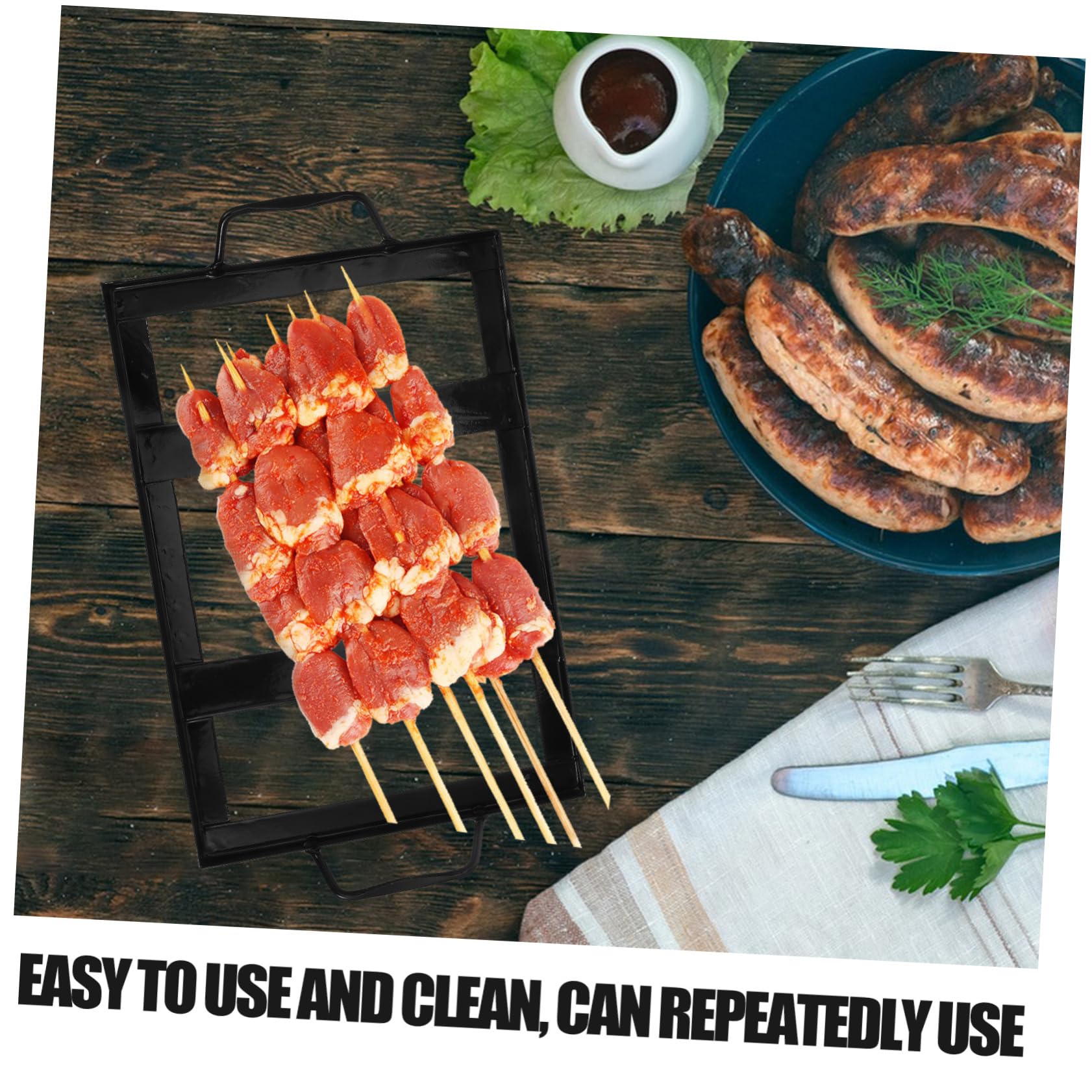 Support robuste en émail noir pour griller, barbecue et cuisine en plein air – Support de rôtissage parfait pour les fêtes avec des amis et des amis