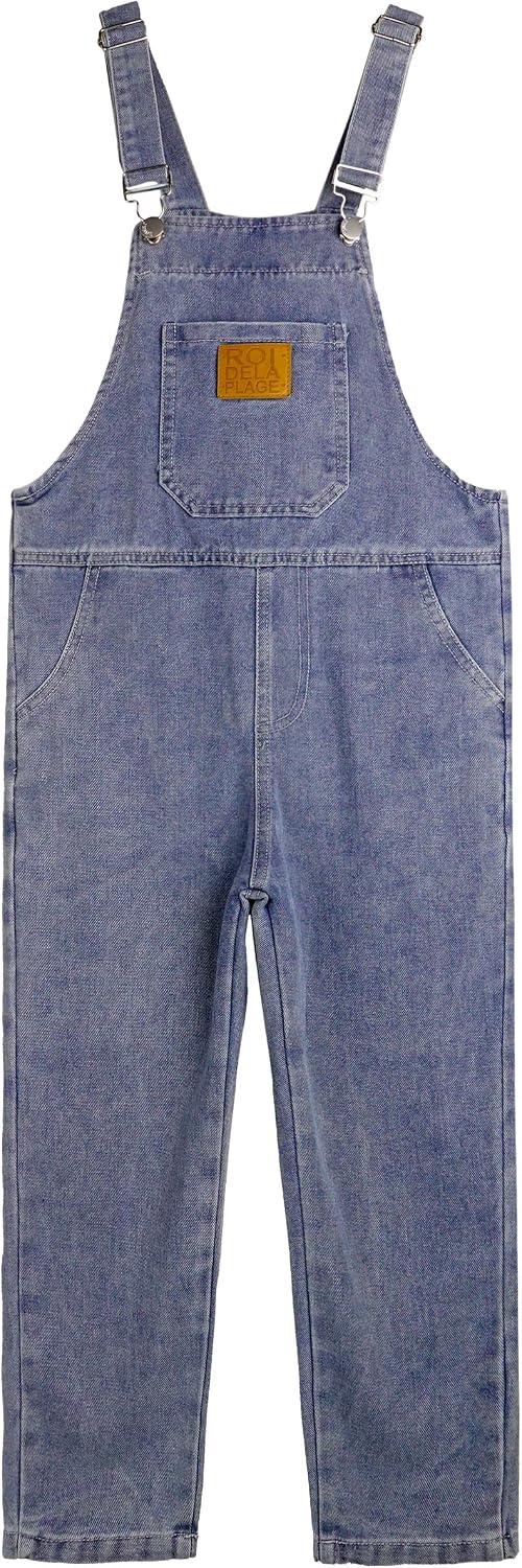 KIDSCOOL SPACE Girls Overalls, Little Big Girls Casual Soft Denim Pants Jumpsuit
