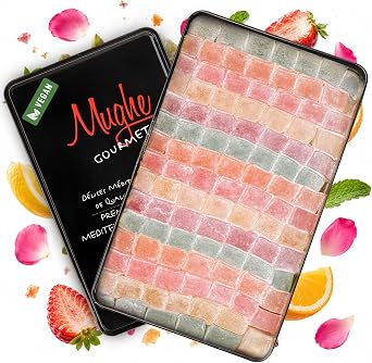 Mughe Gourmet Turkish Delight Original, 750g Box of Turkish Fruit Delights in Metal Tin Gift, VEGAN Gluten Free