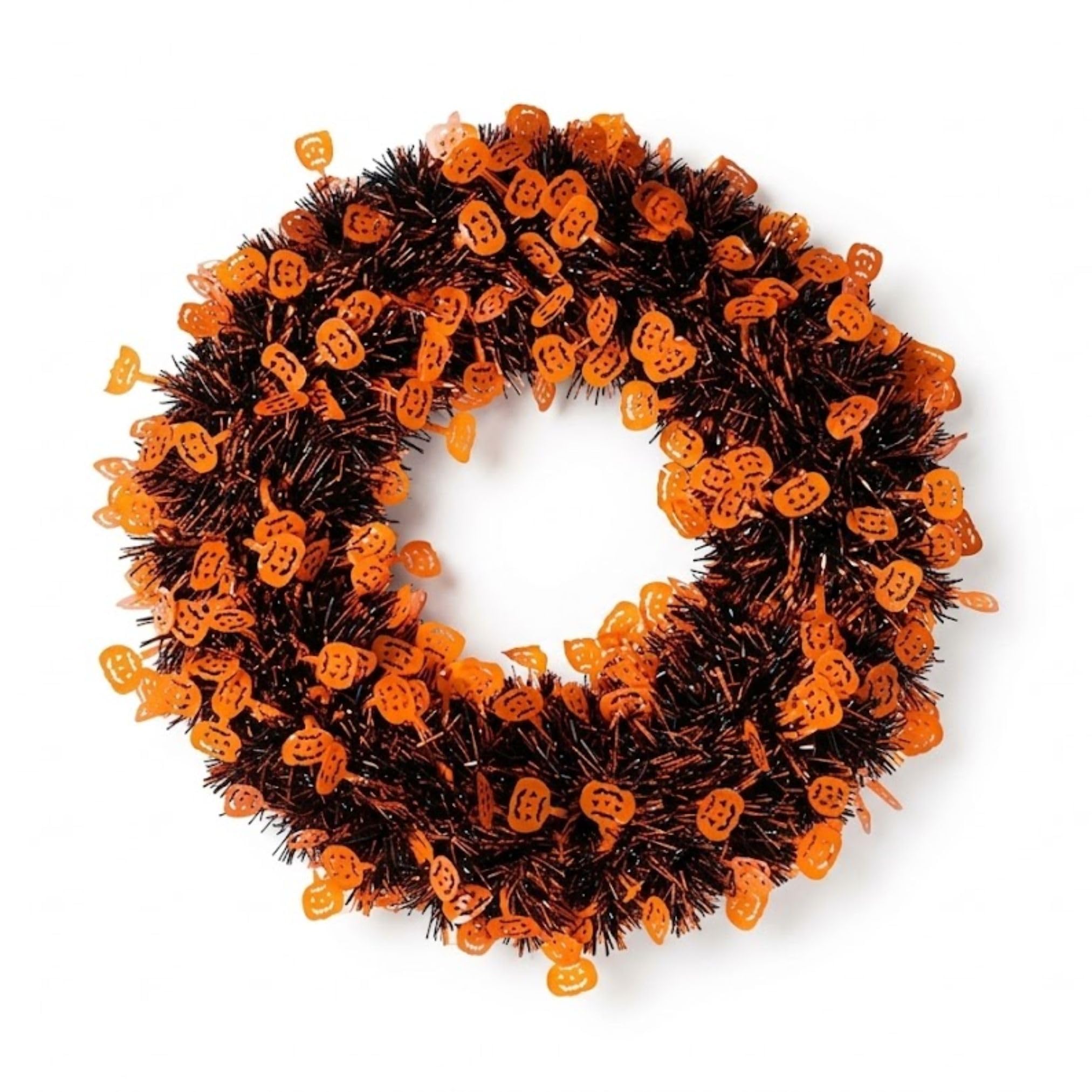 AKH® 44cm Halloween Wreath - Spooky Front Door Tinsel Decoration