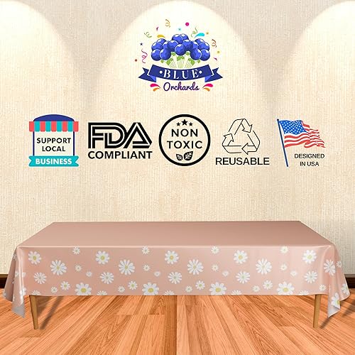 Miniatura 3 de Blue Orchards Mantel de mesa Daisy (paquete de 3)  54 x 108 pulgadas XL  Decoraciones de fiesta de margaritas bohemias, baby shower, suministros de