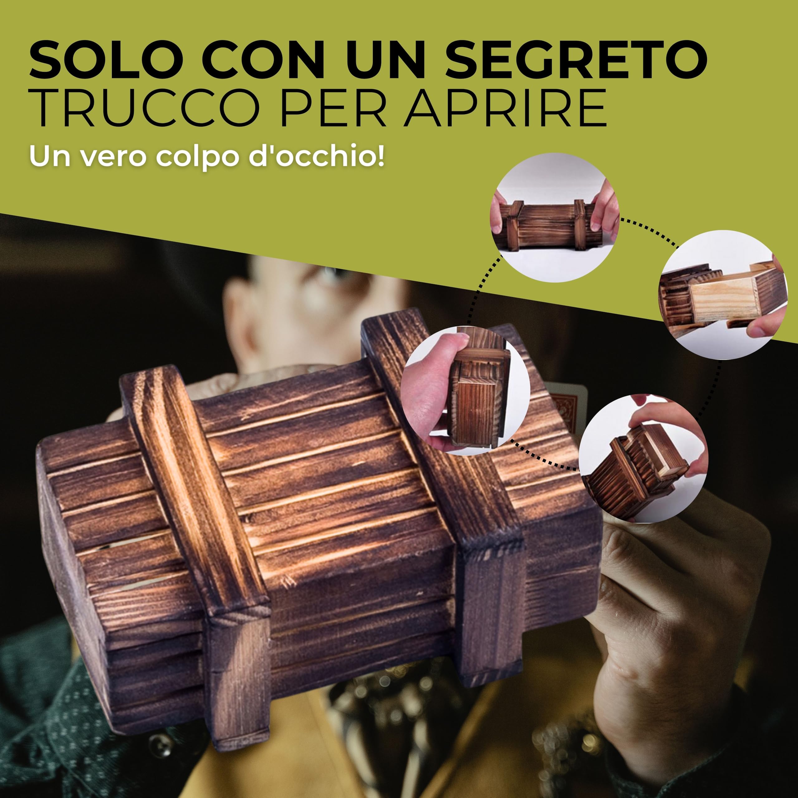 Scatola in Legno GADGET HERO: un puzzle con scomparto segreto, perfetto per sorprendere con regali originali e creativi.