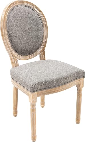 Miniatura 54 de chairus Juego de 2 sillas de comedor de ratán de granja, sillas de campo francesas de cuero con respaldo redondo, sillas laterales ovaladas para