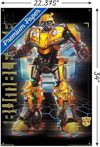 Miniatura 3 de Trends International Hasbro Transformers Bumblebee - Póster de pared de Glitch, 22.37 x 34.00 pulgadas, paquete de póster premium y alfiler
