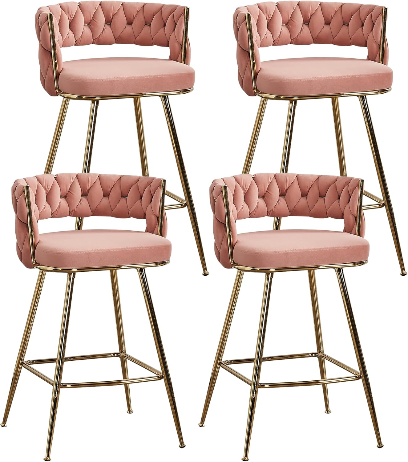 Amazon.com: VECELO Bar Stools Set of 4, Counter Height Bar Stools, 26 ...