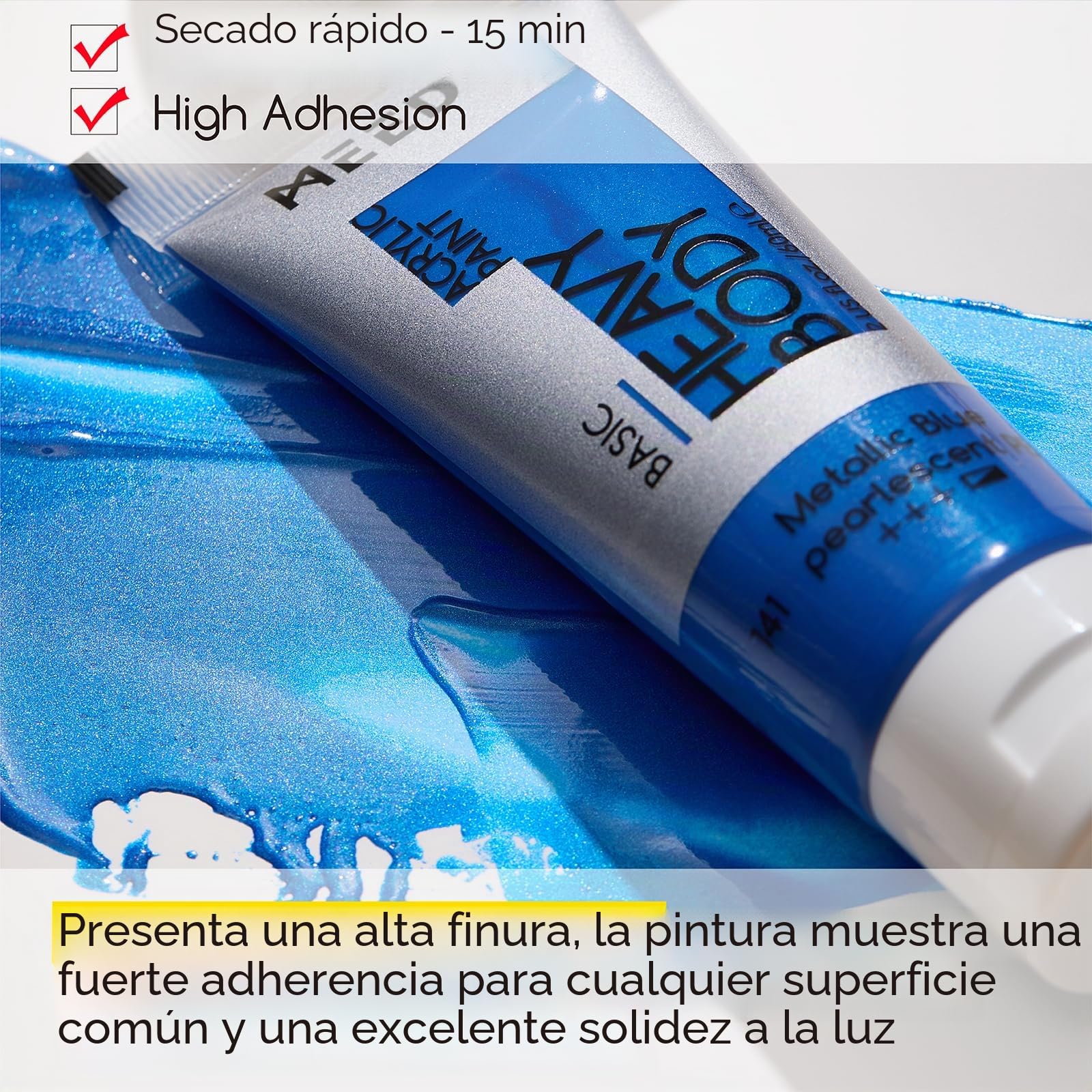 MEEDEN Pinturas Acrilicas Metálicas: 6 × 60 ml Pinturas Acrilicas para Manualidades pour Adultes Artistes - Pintura Acrílica Gruesa Metálica para Pintura Lienzo Cerámica Madera Metal