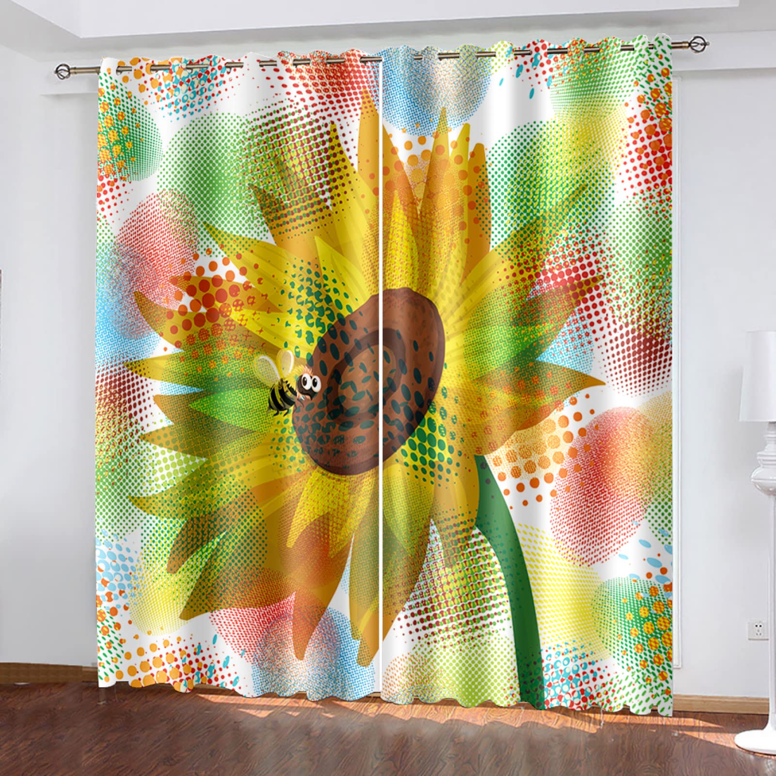 Vorhang Blickdicht Verdunklungsvorhänge Gardienen 2-SetBlume 150x166cm