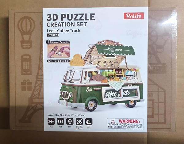 Rolife Maquette Puzzle 3D en Bois pour Adultes Kit de Modèle Maison Miniature Book Nook Décoration Maison Cadeau d'anniversaire pour Adultes et Adolescents (Camion Café Leo) - 2