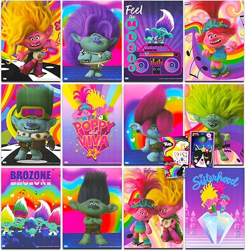 Póster de Trolls para niños, el paquete incluye 12 carteles de Trolls Band Together para habitación de niñas, decoraciones de trolls, más Póster de Trolls para niños, el paquete incluye 12 carteles de Trolls Band Together para habitación de niñas, decoraciones de trolls, más
