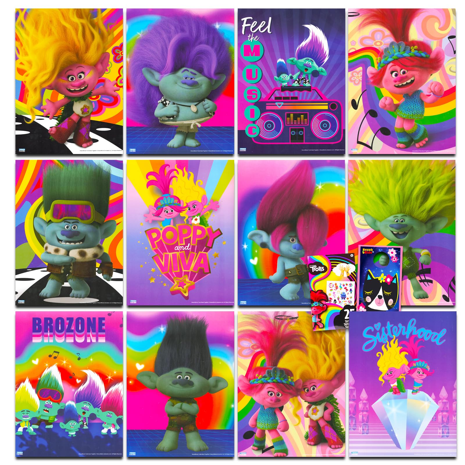 Affiches Trolls Band Together pour décoration chambre fille et poster enfant