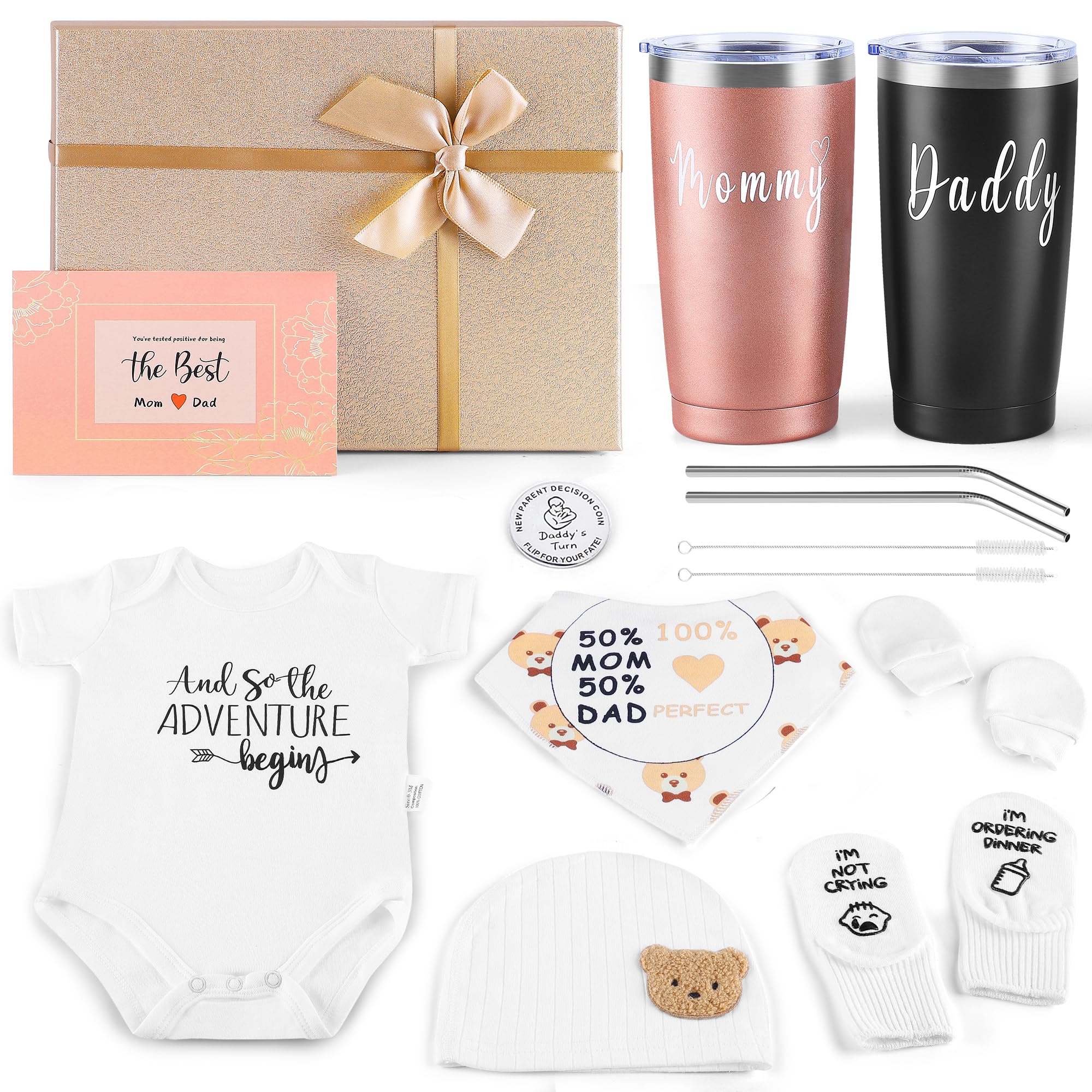 Regalos para nuevas mamás, la mejor canasta de regalos para embarazadas, ideas para revelar el género del bebé, set de regalo para mamá primeriza, papá, futuros padres, revelación de género, baby shower, bebé recién nacido, niño o niña