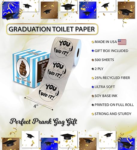Miniatura 3 de Printed TP You Did It! - Papel higiénico impreso, divertido rollo de papel higiénico para bromas, sorpresa, decoración de baño, regalo novedoso de