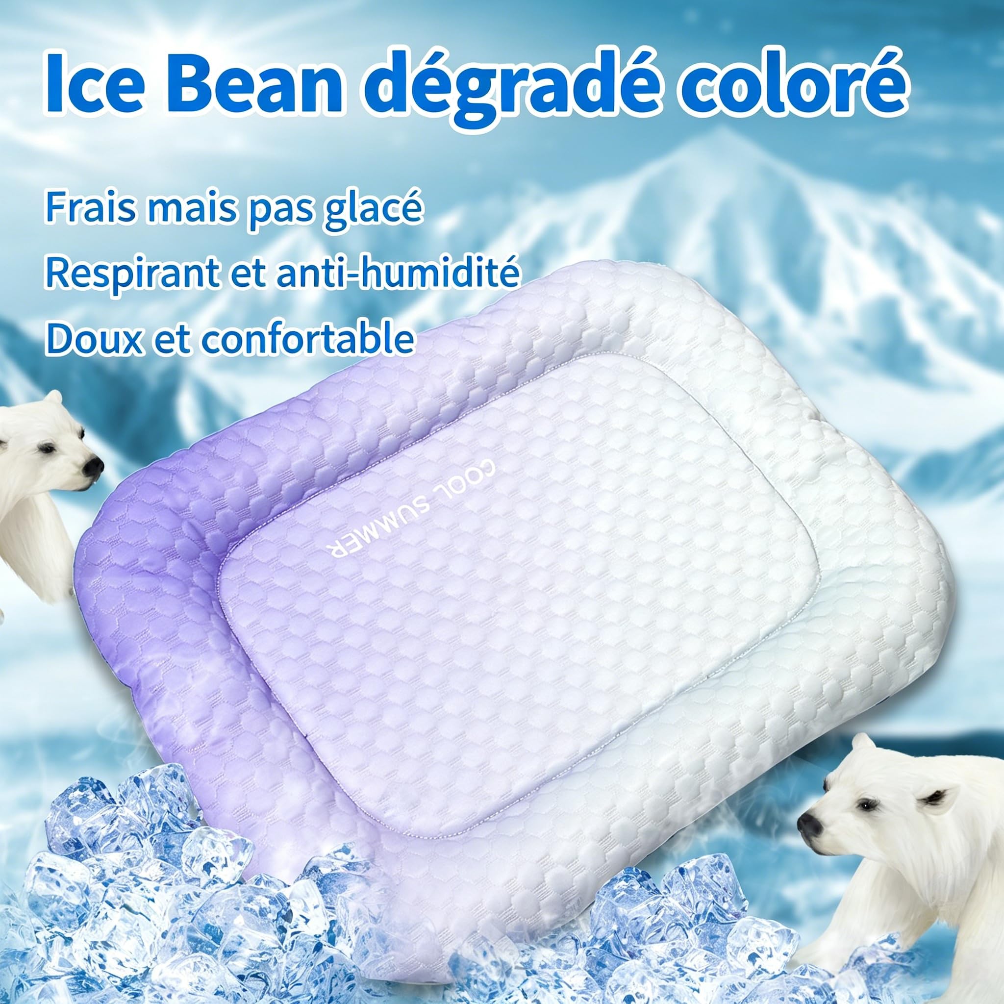Kühlmatte 3D für Tiere Ice Bean – Bett für Katzen und Hunde, atmungsaktiv, feuchtigkeitsabweisend, weich und bequem, Grau: XL