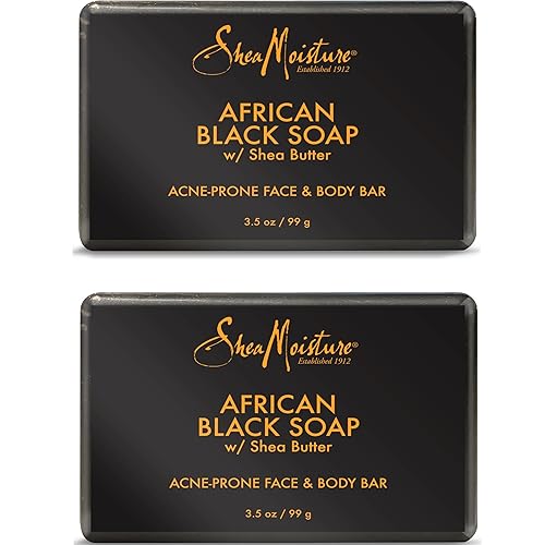 Miniatura 10 de SheaMoisture Jabón negro africano con manteca de karité, cuidado de la piel, piel propensa al acné, jabón negro africano, jabón hidratante de