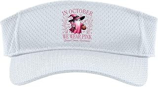 in October We Wear Pink Ribbon Breast Cancer Awareness Sport Sun Visor