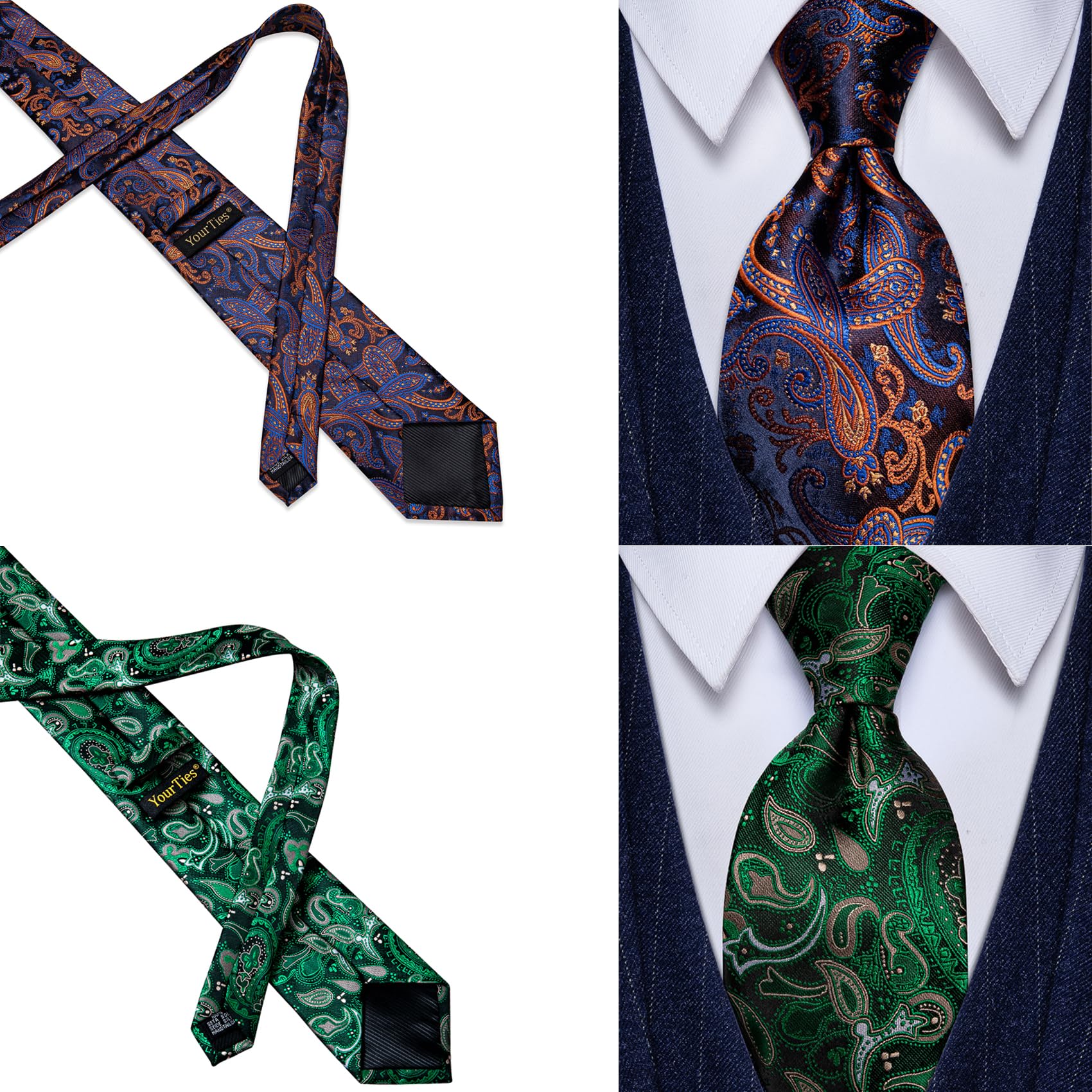 YourTies Mens 6PCS Tie Set Assorted Necktie Silk Woven Paisley Floral Striped Plaid Ties Fashion Wedding Business Party