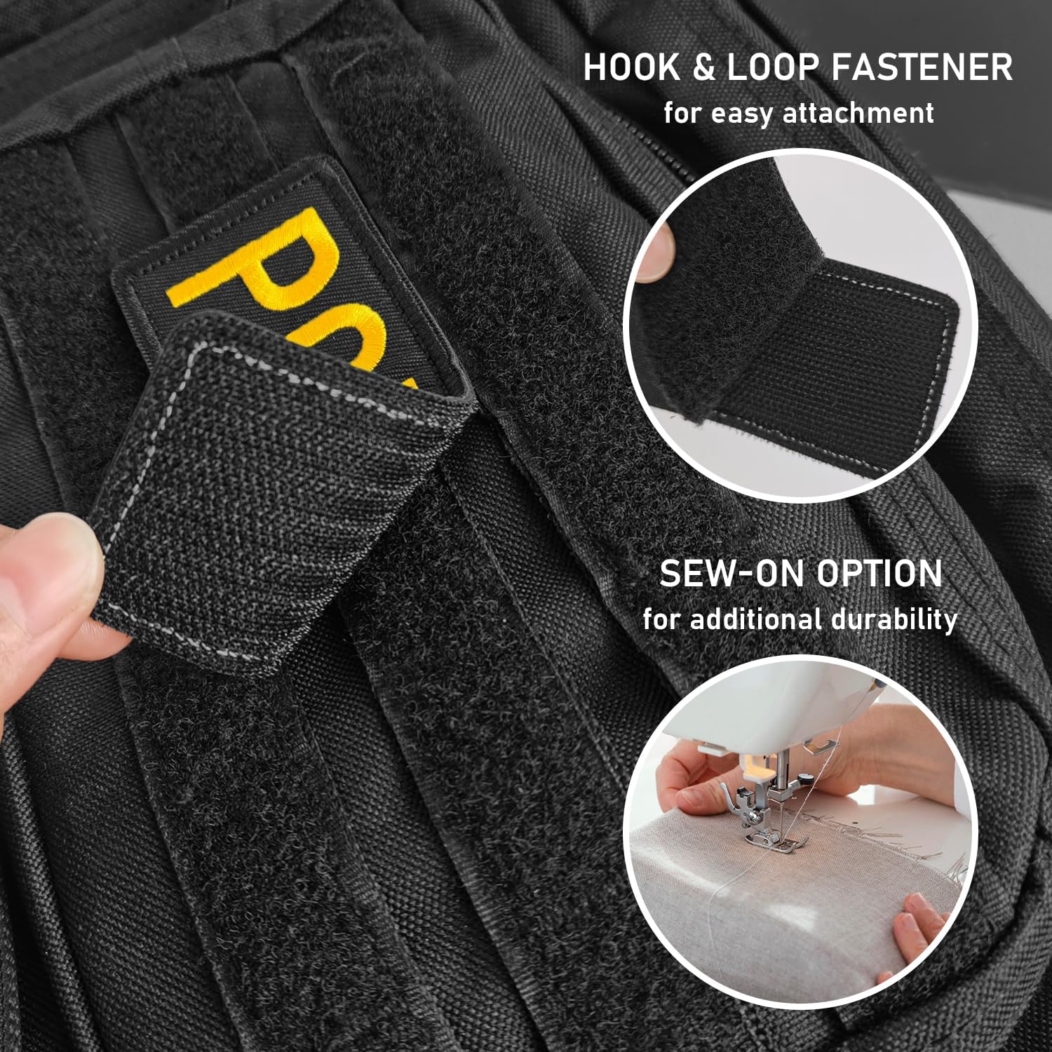 2 Pieces Police Patch, Hook and Loop Police Embroidery Patch for Vest Uniforms Jacket Back Panel (One Large & One Small, Gold)