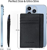 Vista 45 de Cartera Chelmon Slim RFID - Cartera de bolsillo frontal minimalista para tarjetas de crédito delgadas Negro carbón