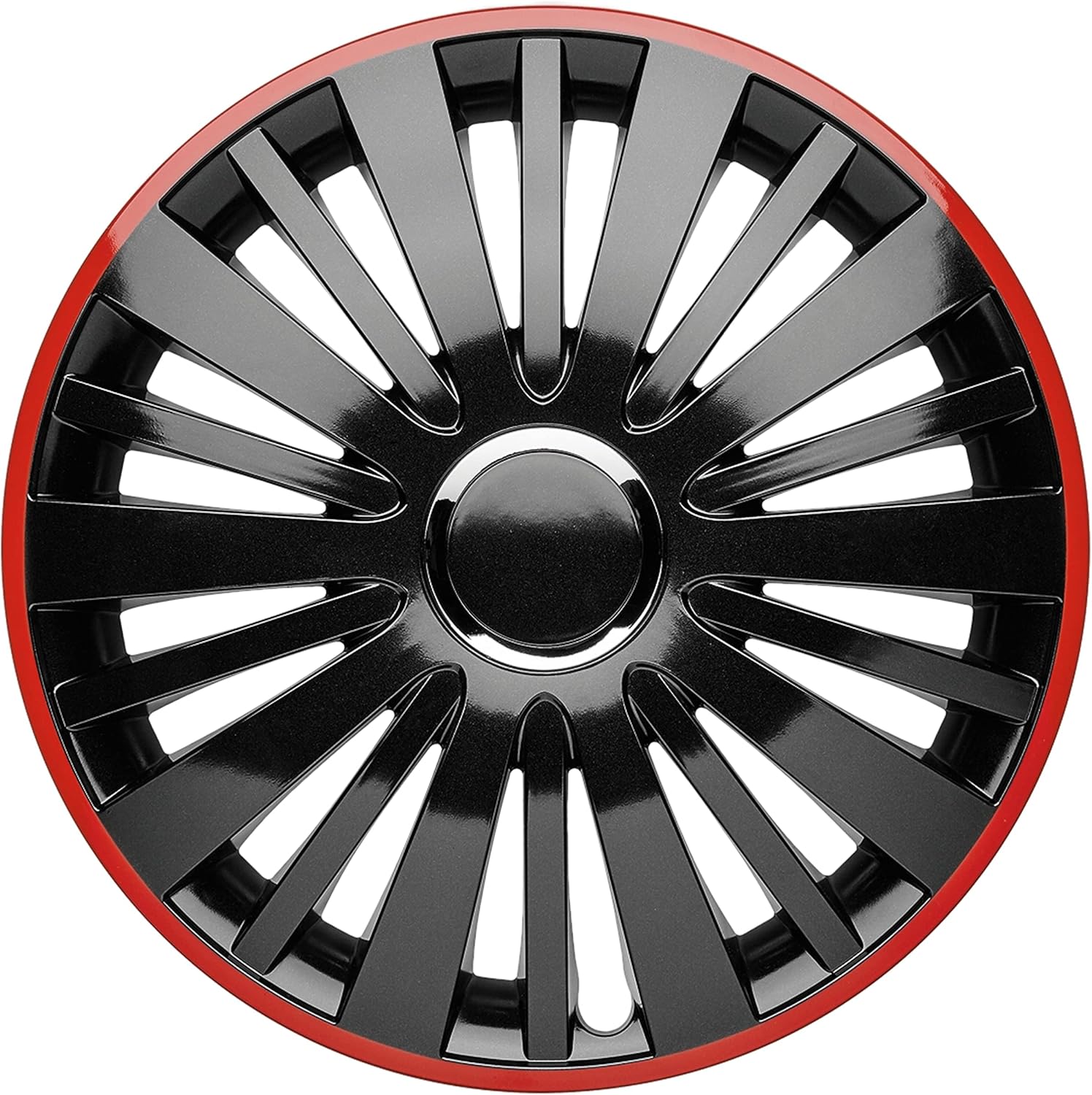 Albrecht 49614 Falcon Red Dusk Gloss Black/Red Circle 14" Wheel Cover, (Set of 4)