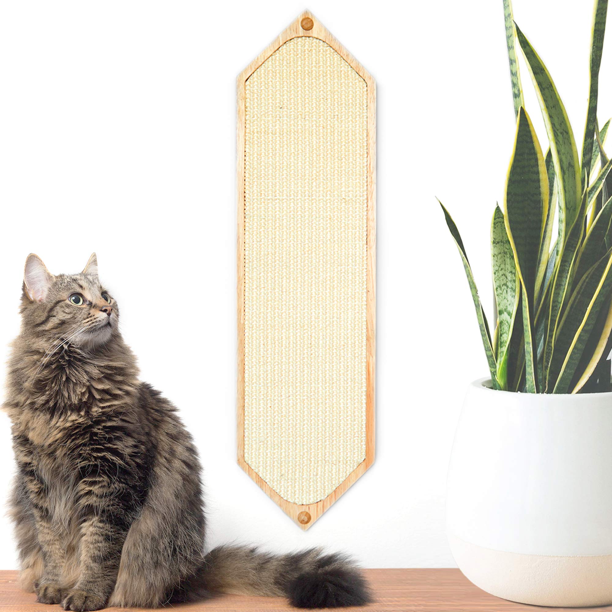 Eco & Chic Collective Wall Mounted Cat Scratcher Post, Easy Installation, Durable Sisal, Cat Post for Scratching, Modern Design with Sustainable Wood, Hangs Flush to Wall