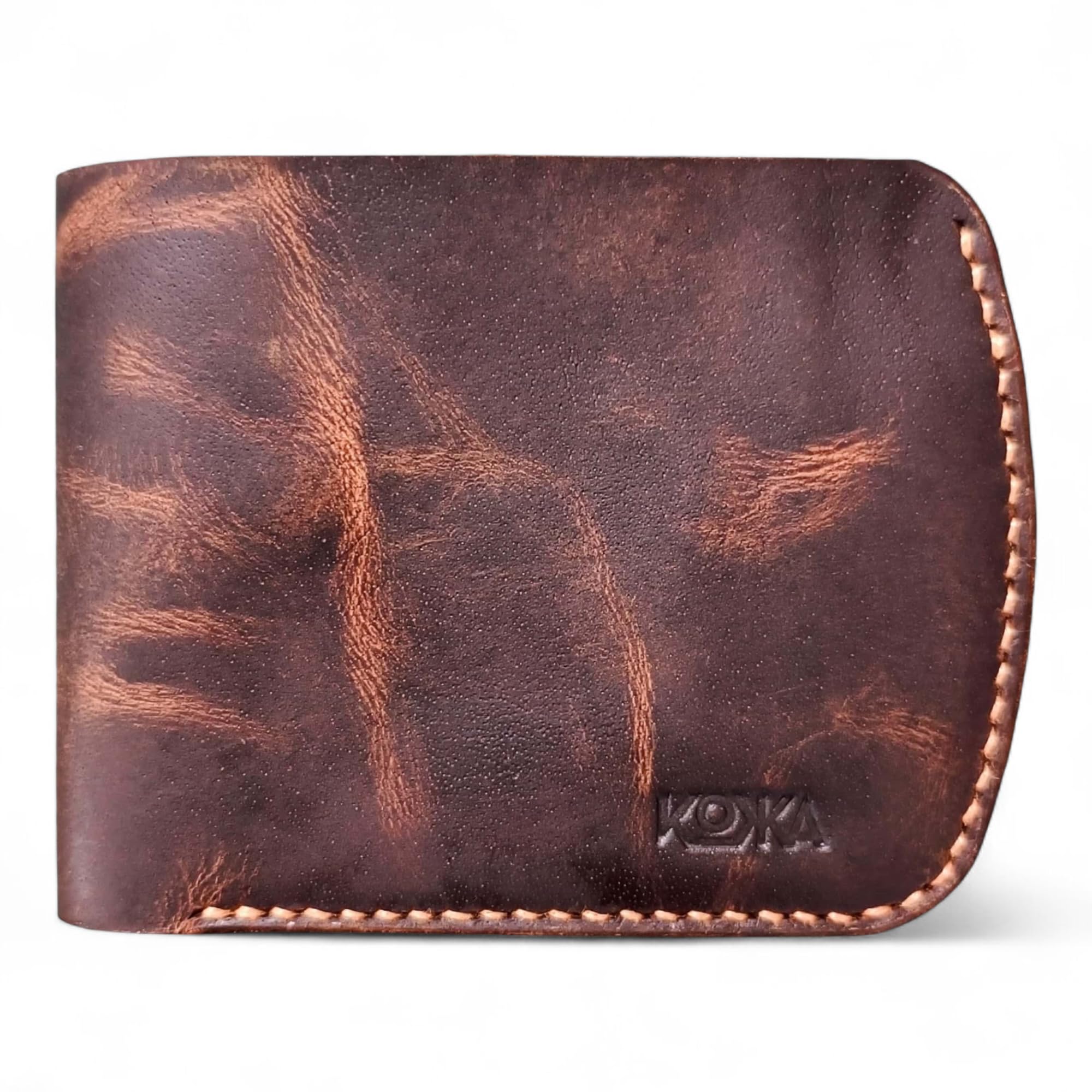 Personalized Handcrafted Full-Grain Leather Wallet, 4 Card Slots, Minimalist Design, Brown,-image-12