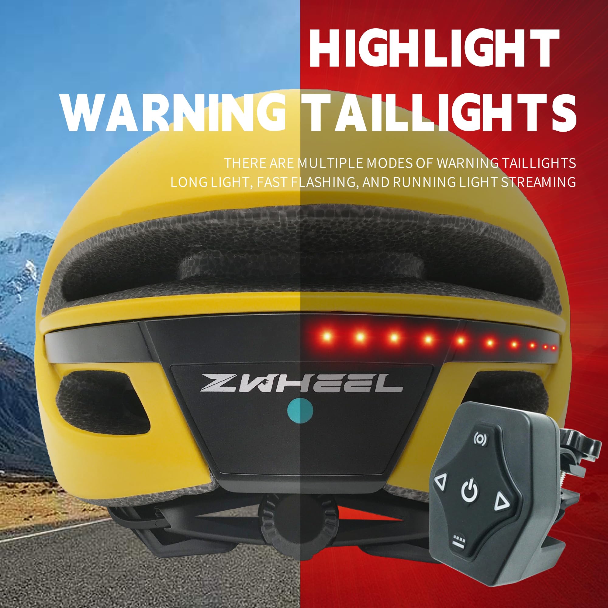 ZWHEEL Casco de Patinete con Luz de Freno y Luz de Direccion - Intermitentes- Casco de Ciclismo y Bicicleta para Adultos - Ligero con Forro Desmontable - PC + EPS - 14 Respiraderos y Cable USB Carga