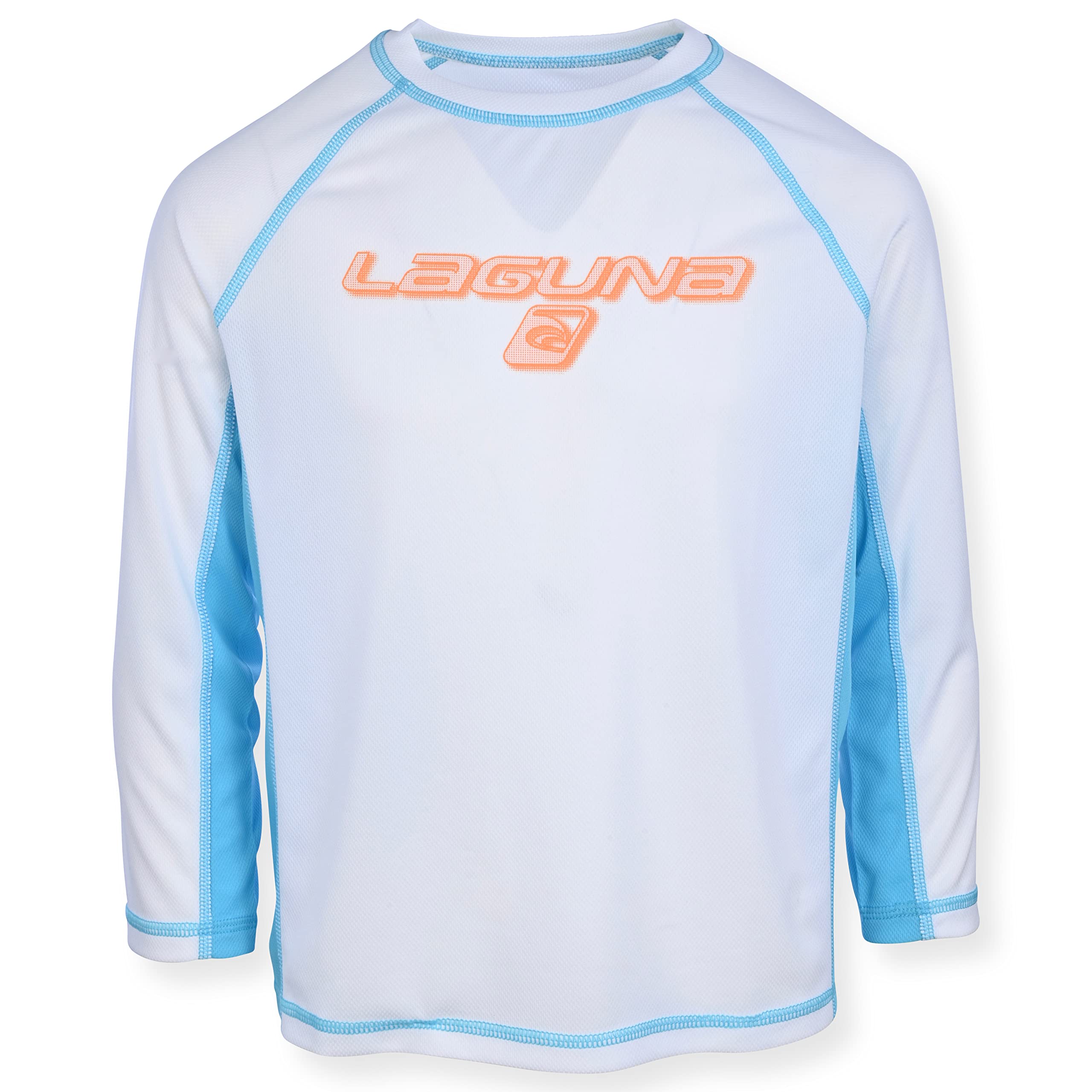 LAGUNABoys Crewneck Long Sleeve Loose Fit Rashguard Swim Sun Tee Shirt, UPF 50+