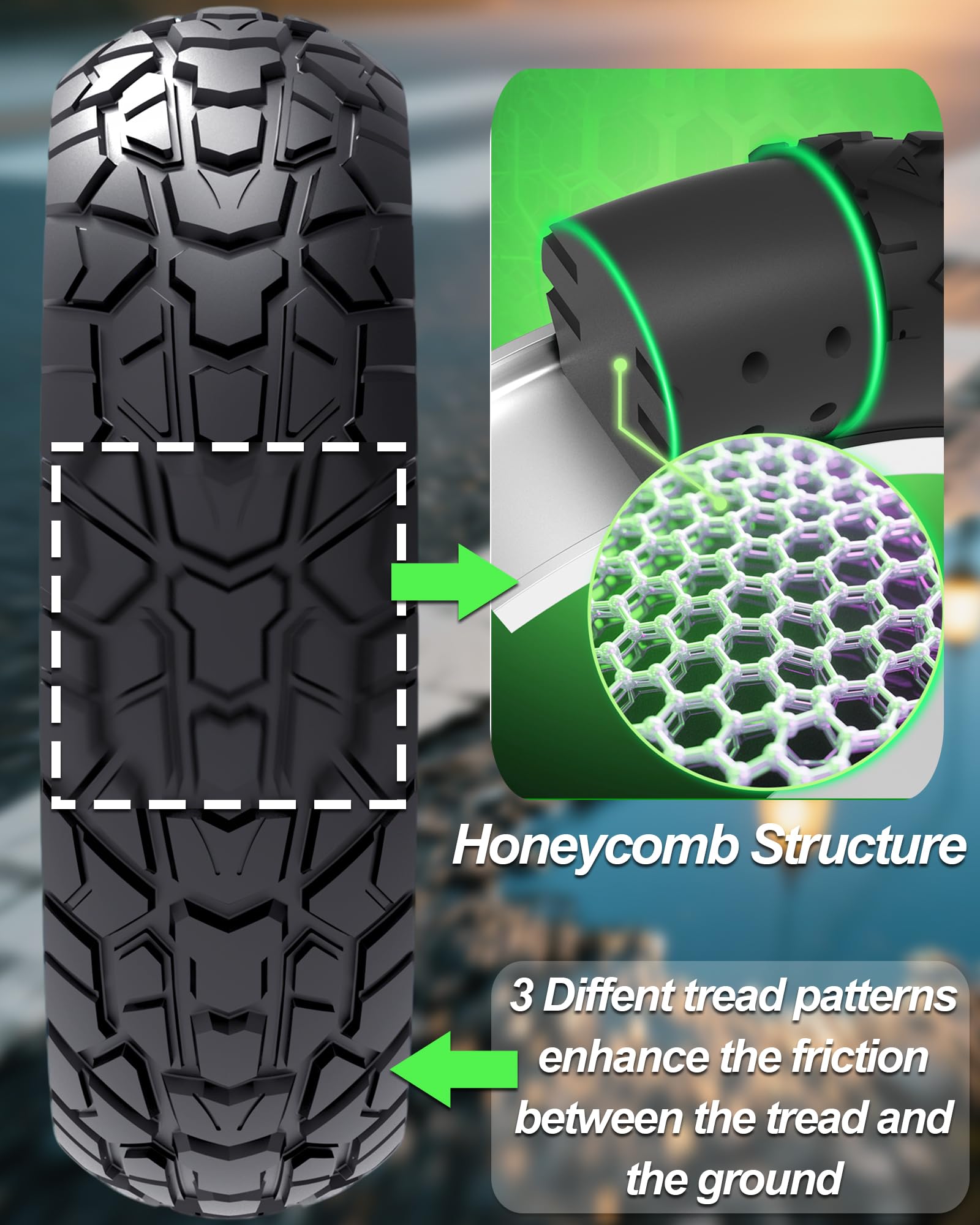 2 Pièces Pneus 10x2,50 pour Trottinette, Améliorez Votre Trottinette avec des Pneu Tout-terrain Sans Air 60/70-6,5, Roues de Rechange 10x2,5-6,5 pour Segway Ninebot Max G2/G30 Series, etc