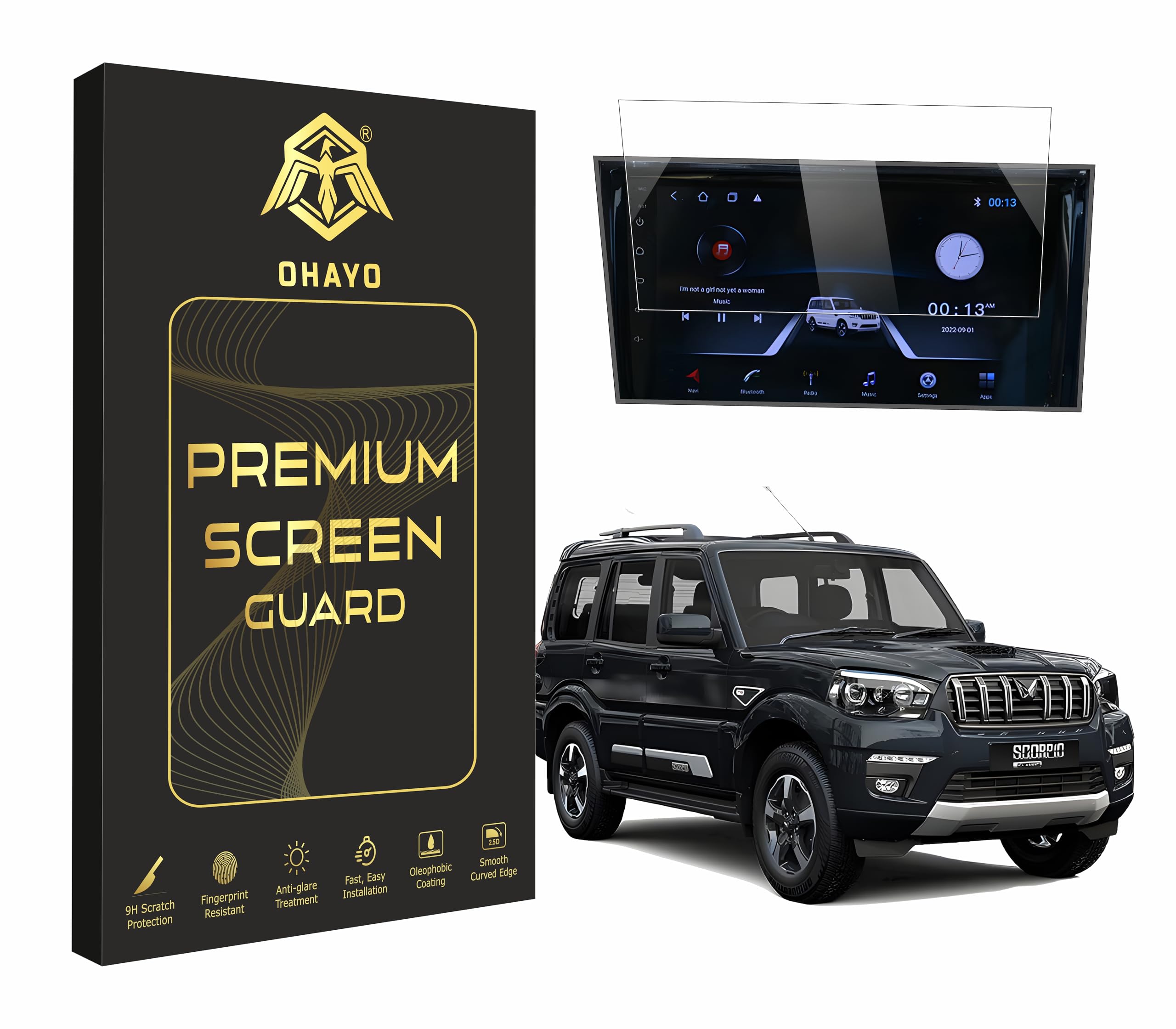 OHAYO Car Infotainment Screen Guard for Mahindra Scorpio Classic S11 | 9 Inch Touch Display Protector | Anti-Scratch Clear Film | Car Accessories (Not Tempered Glass)-image-12